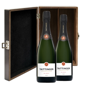 Buy Taittinger Brut Reserve 75cl Twin Elm Wood Gift Box (2x75cl)