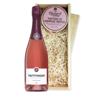 Buy Taittinger Nocturne Rose Sec Champagne 75cl And Pink Marc de Charbonnel Chocolates Box