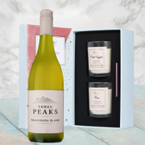 Buy Three Peaks Sauvignon Blanc 75cl White Wine With Love Body & Earth 2 Scented Candle Gift Box