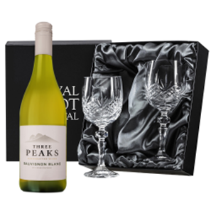 Buy Three Peaks Sauvignon Blanc 75cl White Wine, With Royal Scot Wine Glasses