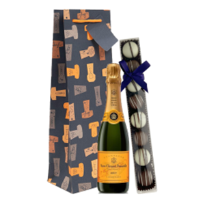 Buy Veuve Clicquot Brut Yellow label Champagne 37.5cl & Fine Artisanal Truffles Gift Bag