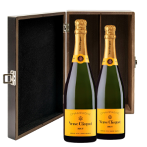 Buy Veuve Clicquot Brut Yellow Label Champagne 75cl Twin Elm Wood Gift Box (2x75cl)