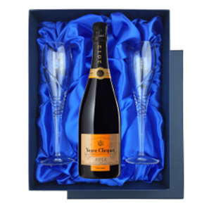 Buy Veuve Clicquot Vintage 2015 Champagne 75cl in Blue Luxury Presentation Set With Flutes